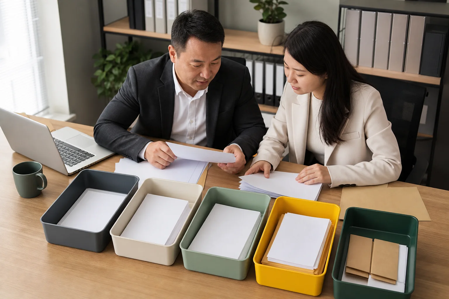财税人员核对企业账户资料的场景意象