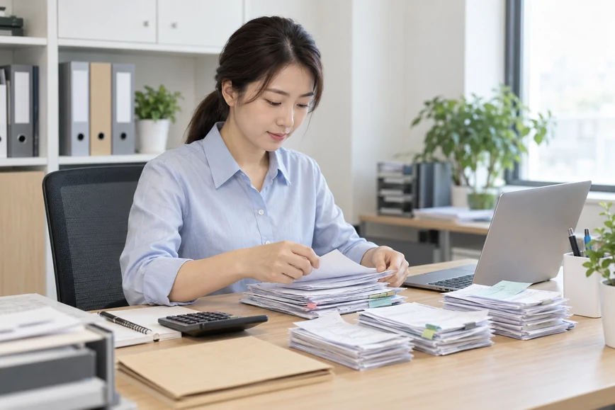 整理企业票据与日常账务资料的服务场景示意