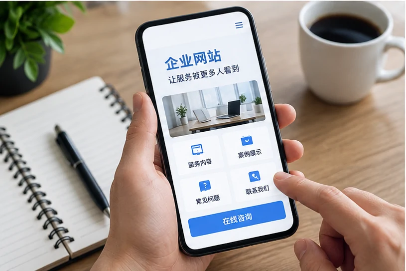 企业网站展示业务与服务信息的场景示意