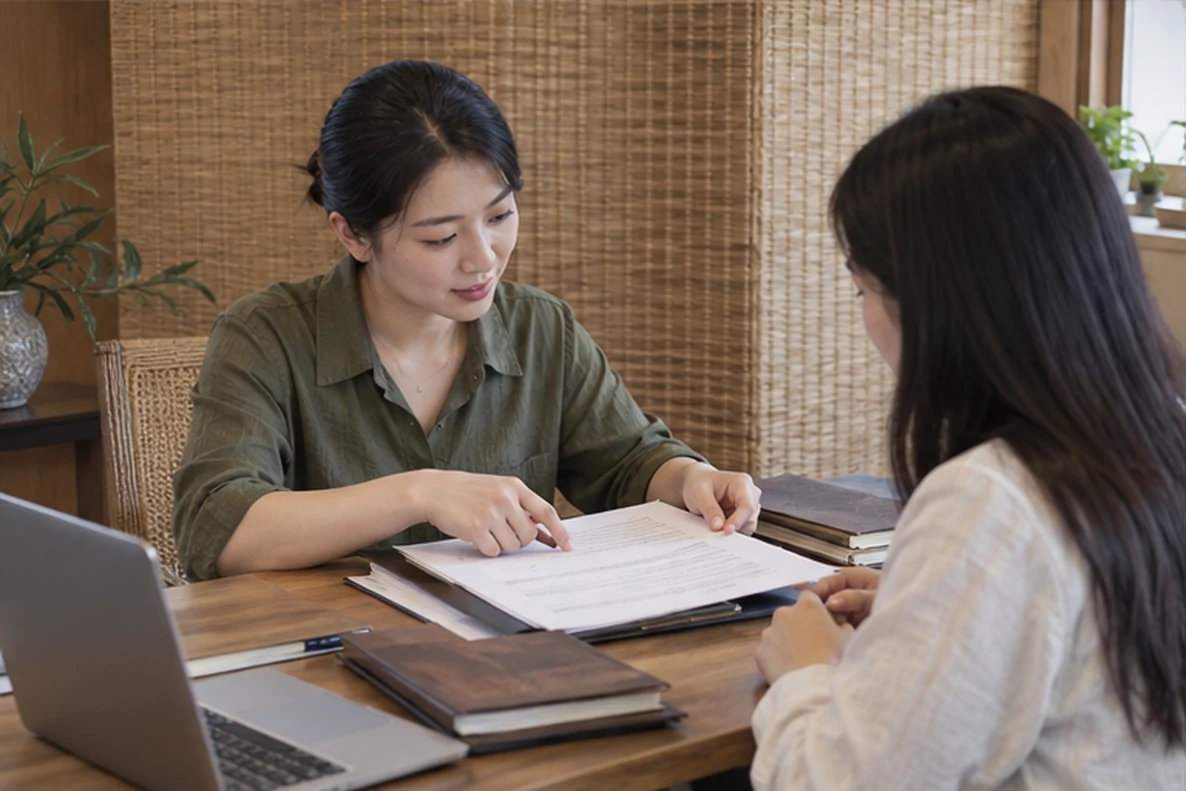 核对注册公司资料与办理事项的服务场景示意