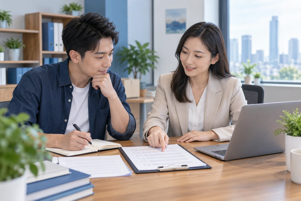 核对注册公司资料与办理事项的服务场景示意