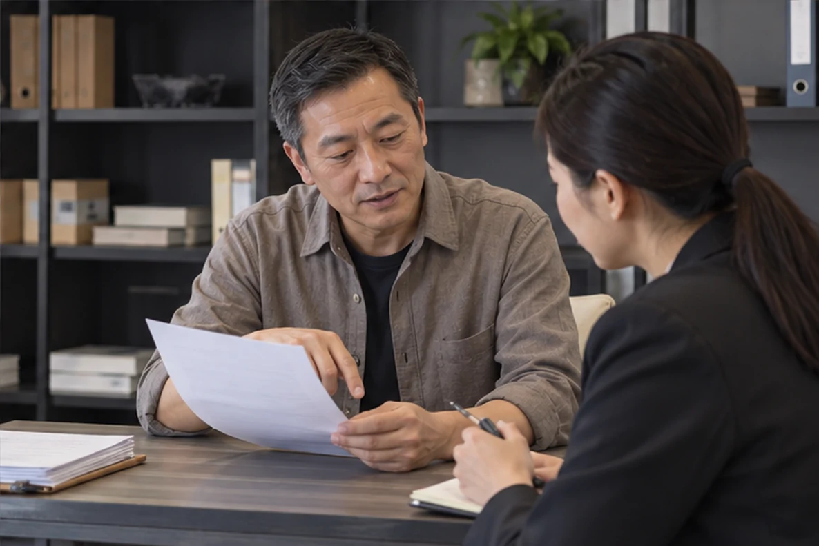 核对注册公司资料与办理事项的服务场景示意