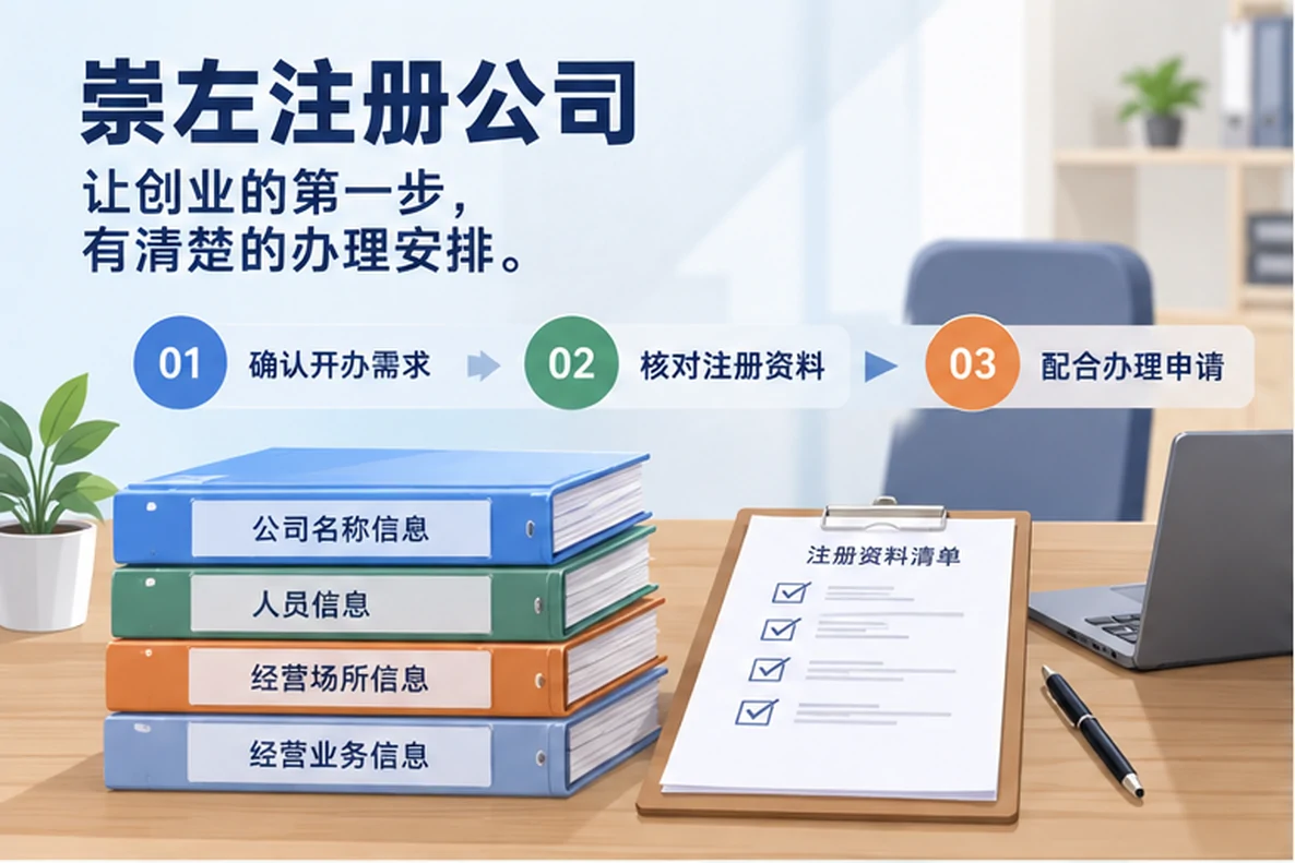 核对注册公司资料与办理事项的服务场景示意