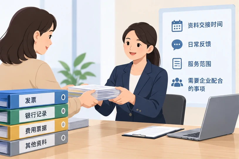 整理企业票据与日常账务资料的服务场景示意