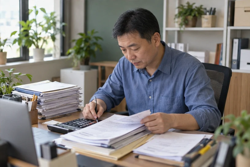 整理企业票据与日常账务资料的服务场景示意