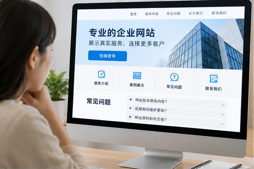 企业网站展示业务与服务信息的场景示意