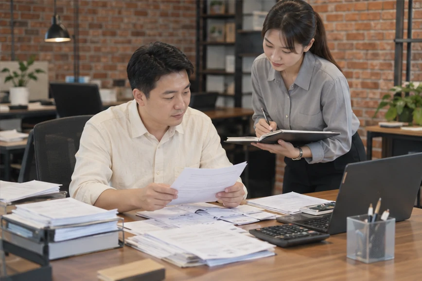 整理企业票据与日常账务资料的服务场景示意