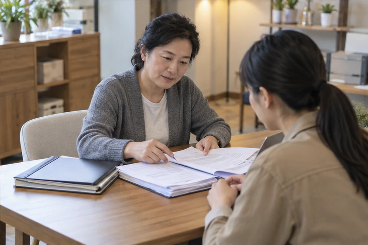 核对注册公司资料与办理事项的服务场景示意