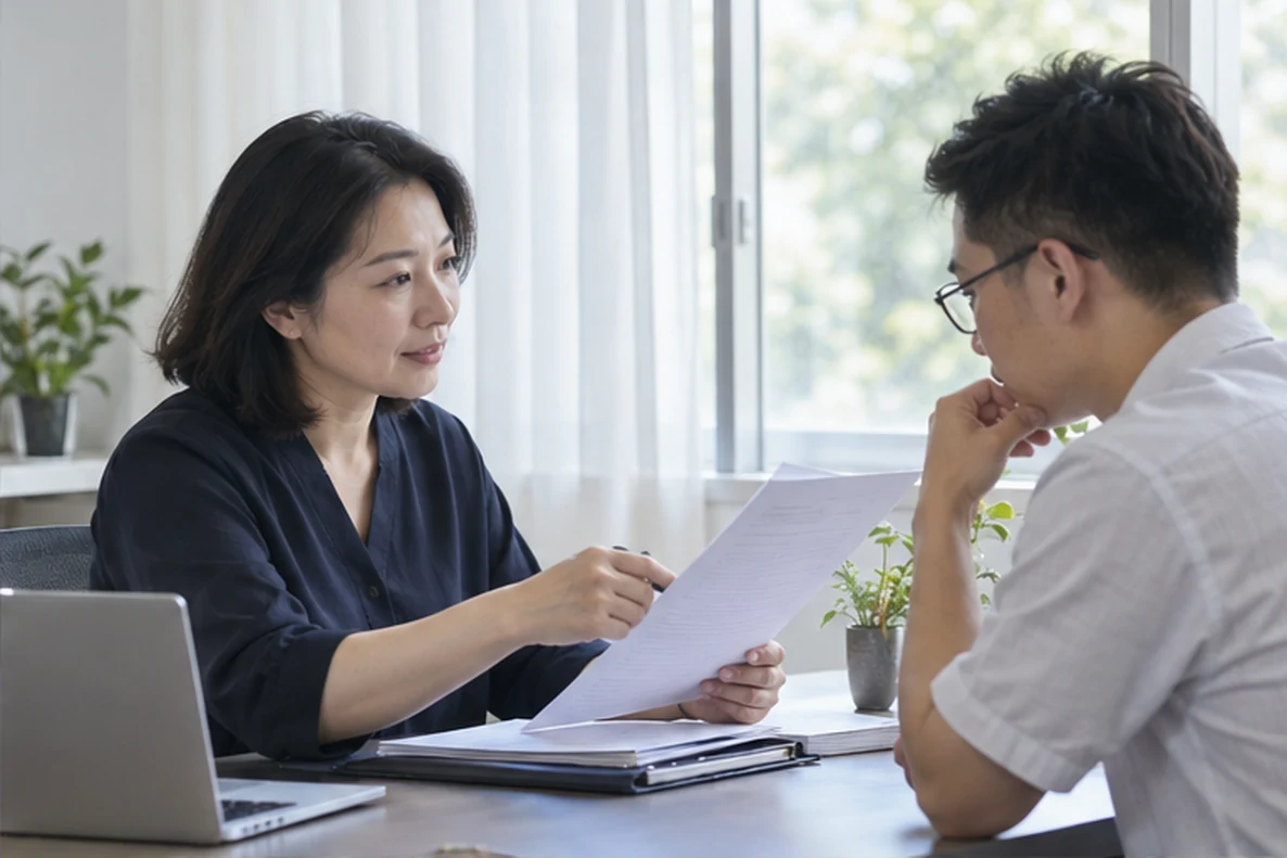 核对注册公司资料与办理事项的服务场景示意