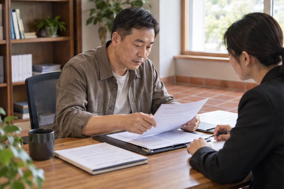 核对注册公司资料与办理事项的服务场景示意