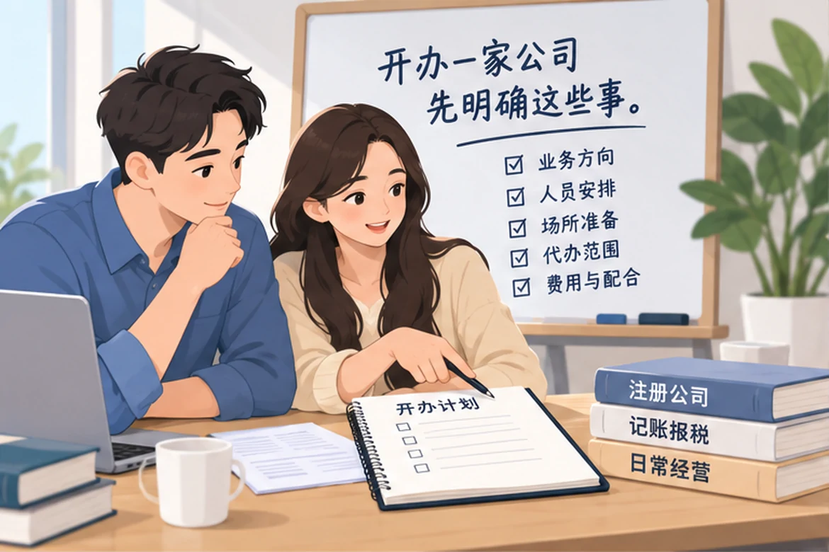 创业者一起整理开办计划的服务场景示意