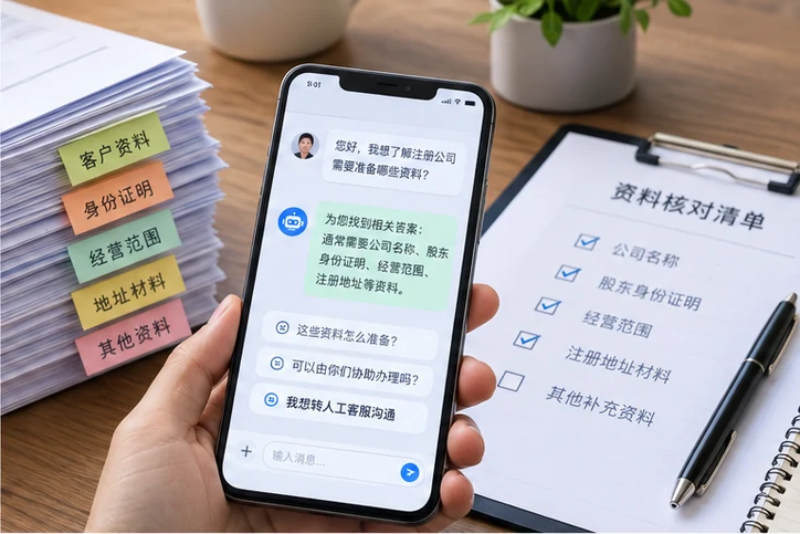 在线客服接待与咨询整理的服务场景示意