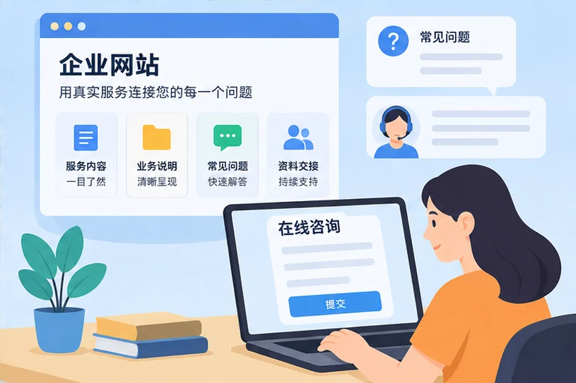 企业网站展示业务与服务信息的场景示意