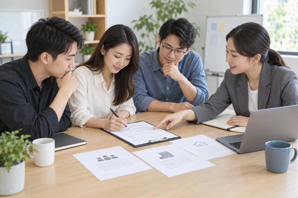 核对注册公司资料与办理事项的服务场景示意
