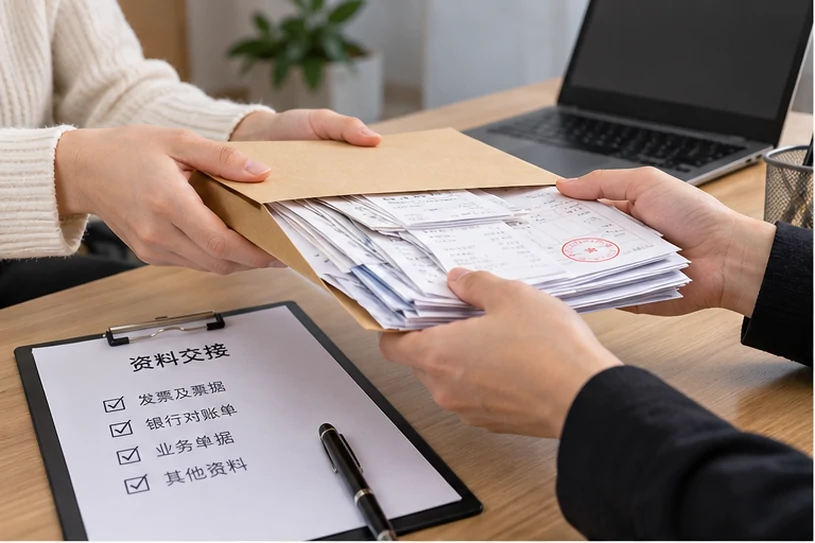 整理企业票据与日常账务资料的服务场景示意