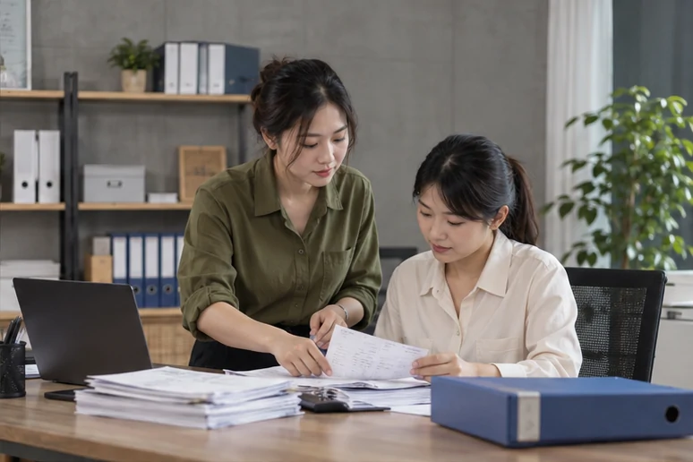 整理企业票据与日常账务资料的服务场景示意