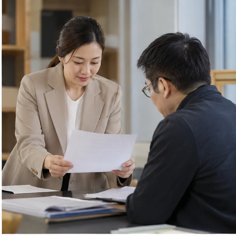 核对注册公司资料与办理事项的服务场景示意