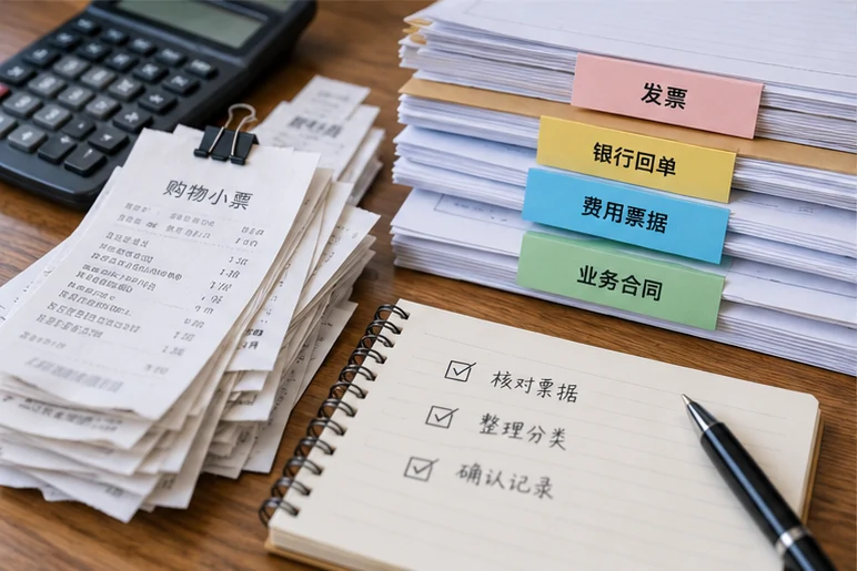 整理企业票据与日常账务资料的服务场景示意