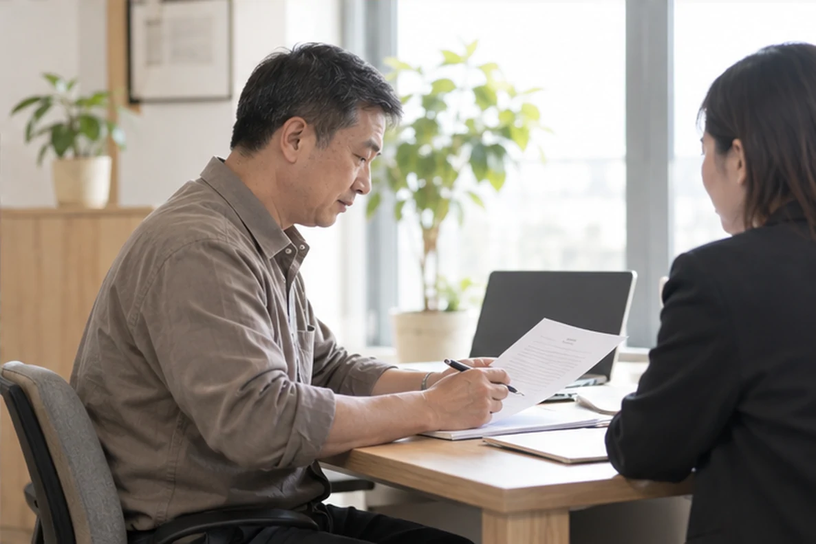 核对注册公司资料与办理事项的服务场景示意