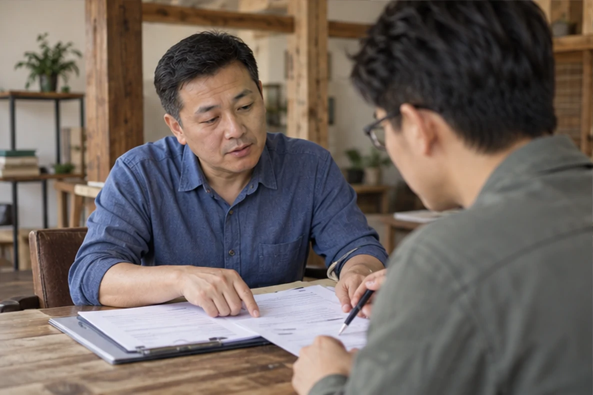 核对注册公司资料与办理事项的服务场景示意