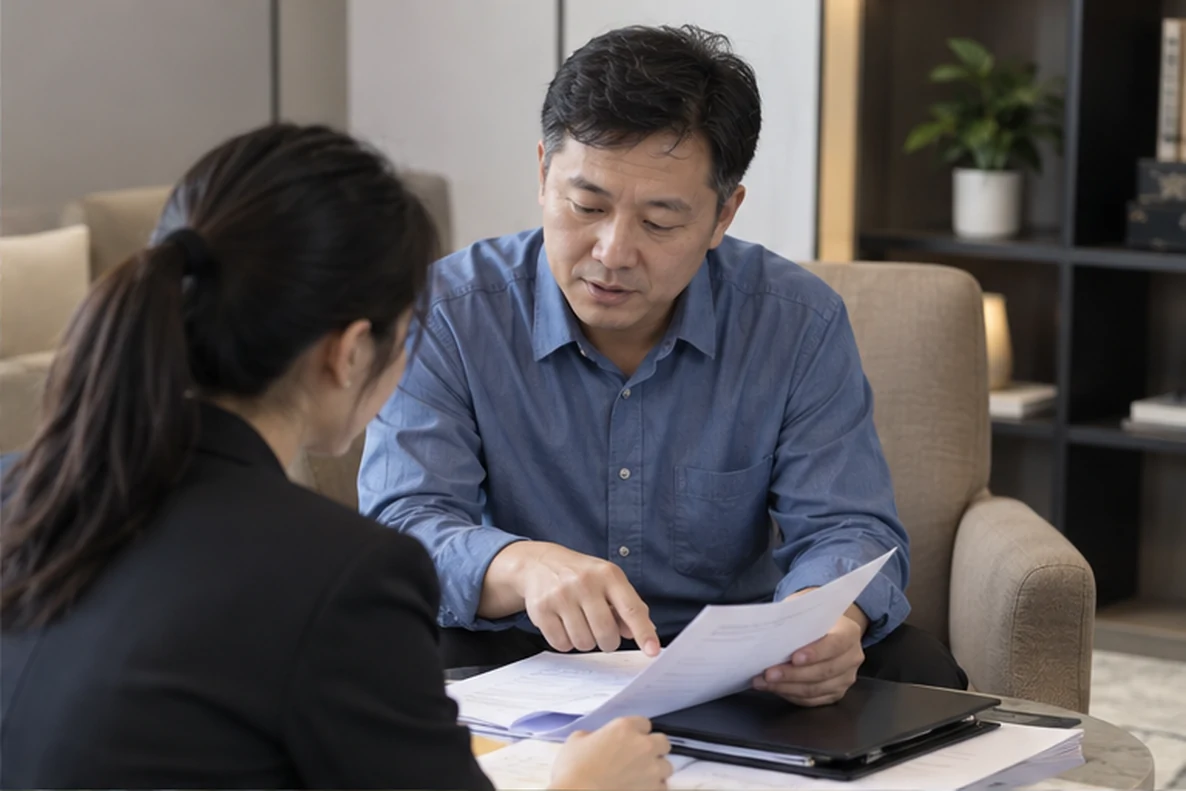 核对注册公司资料与办理事项的服务场景示意