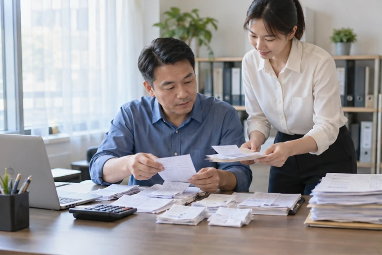 整理企业票据与日常账务资料的服务场景示意