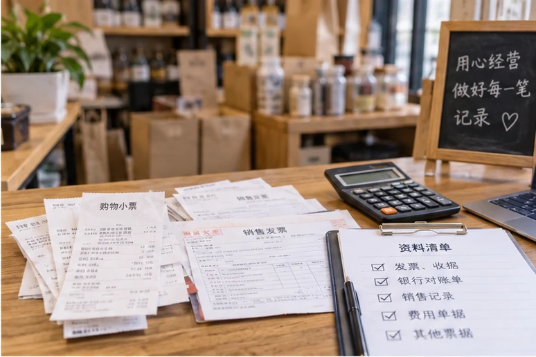 整理企业票据与日常账务资料的服务场景示意