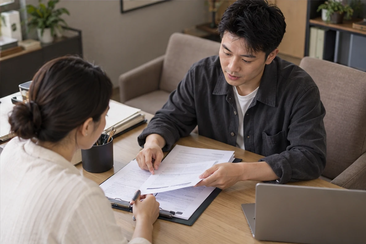 核对注册公司资料与办理事项的服务场景示意