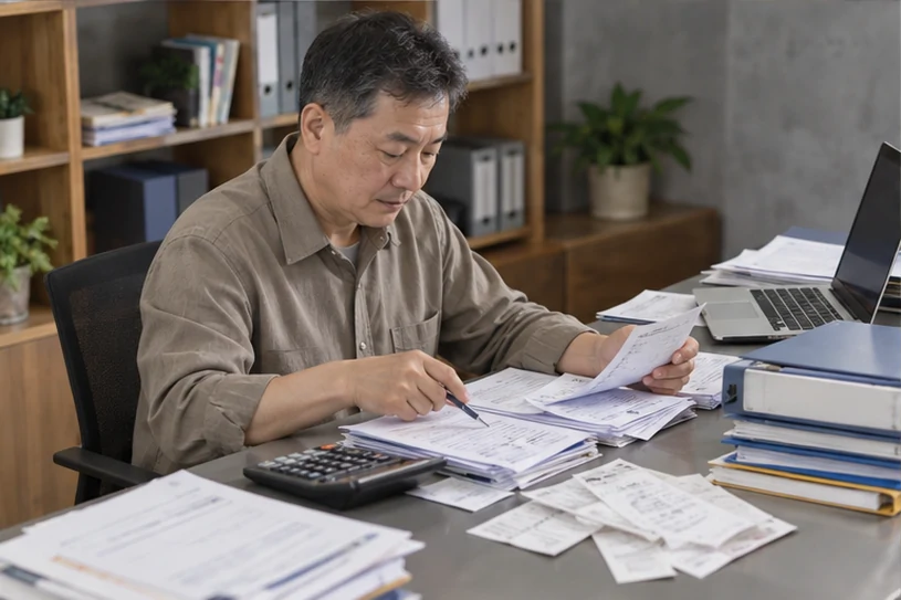 整理企业票据与日常账务资料的服务场景示意