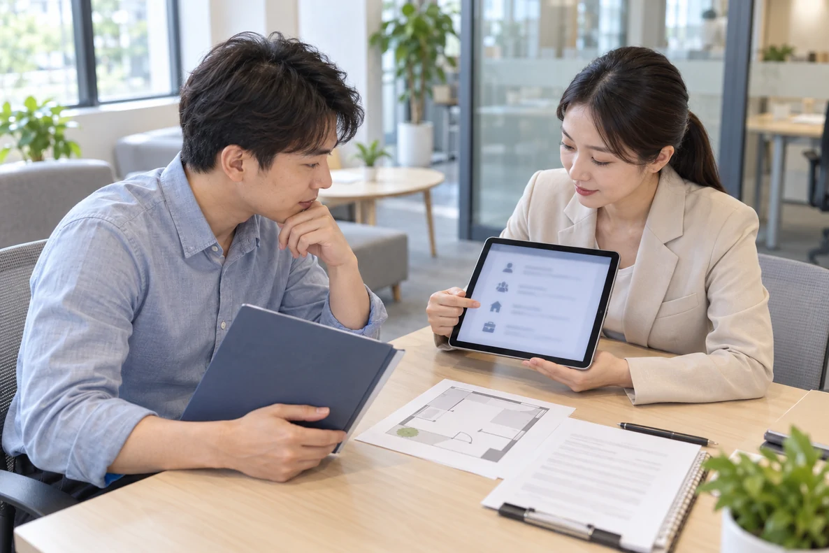 核对注册公司资料与办理事项的服务场景示意