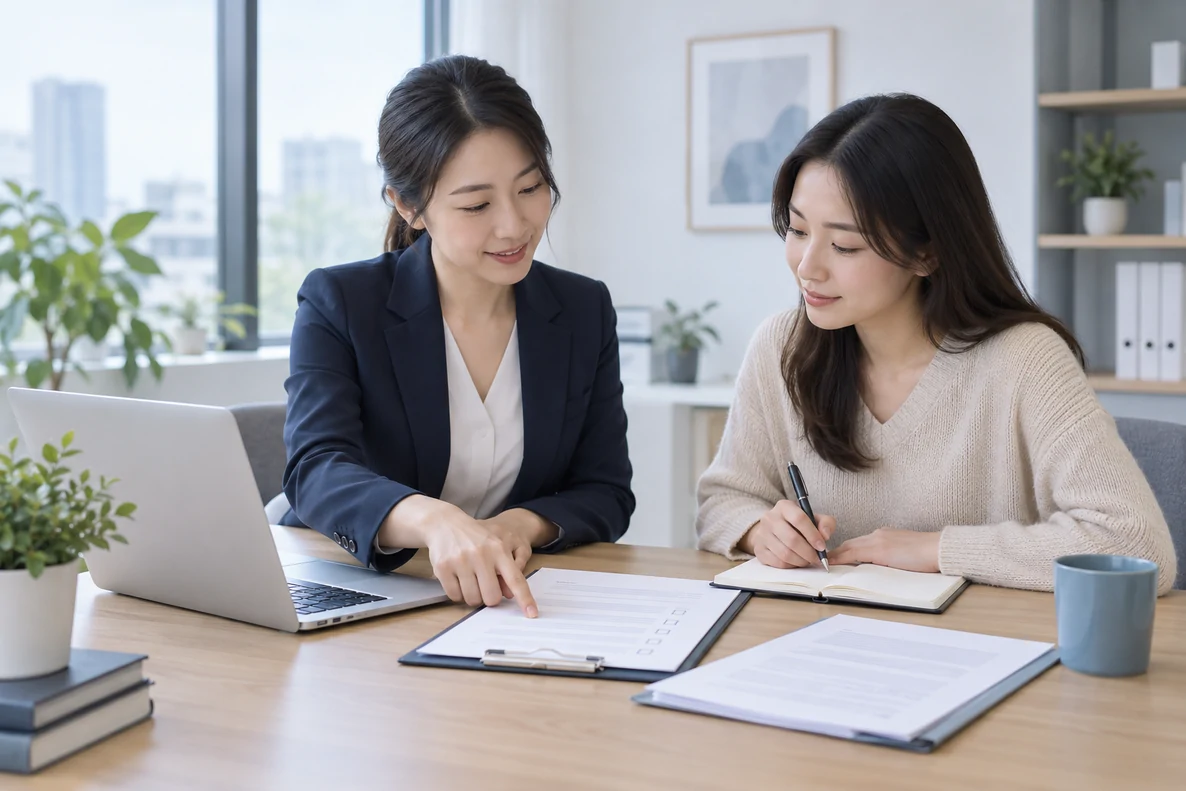 核对注册公司资料与办理事项的服务场景示意