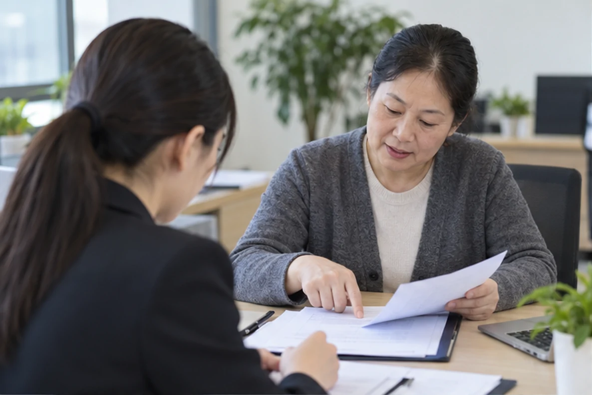 核对注册公司资料与办理事项的服务场景示意
