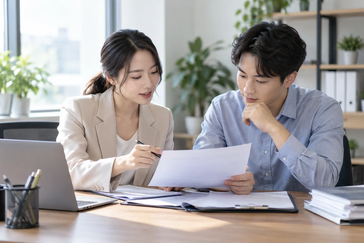 核对注册公司资料与办理事项的服务场景示意