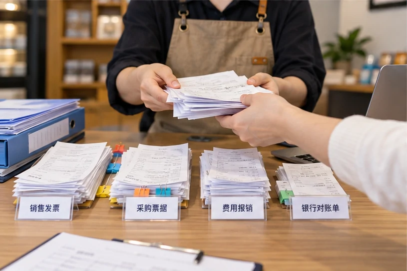 整理企业票据与日常账务资料的服务场景示意