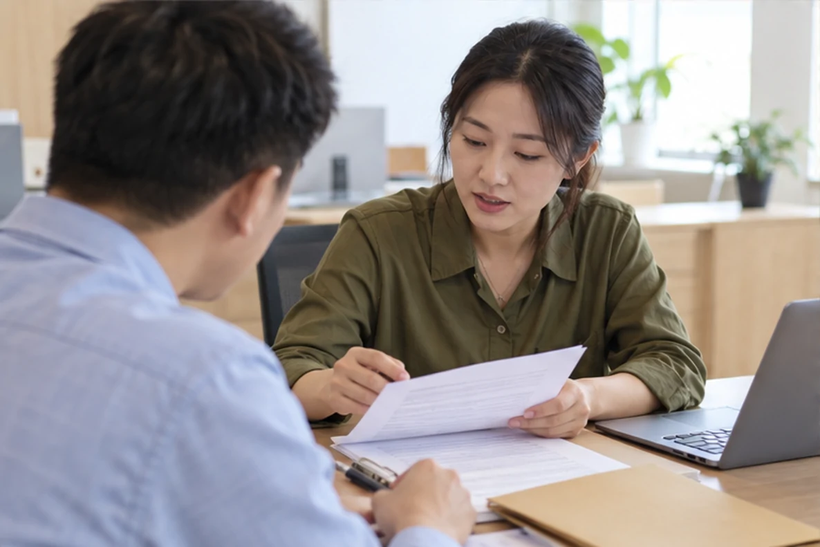 核对注册公司资料与办理事项的服务场景示意