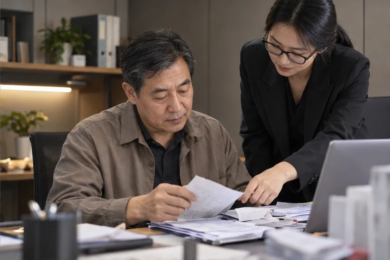 整理企业票据与日常账务资料的服务场景示意