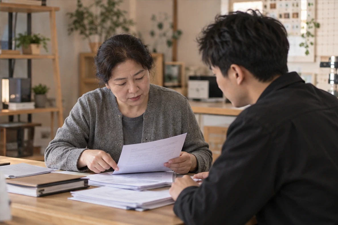 核对注册公司资料与办理事项的服务场景示意
