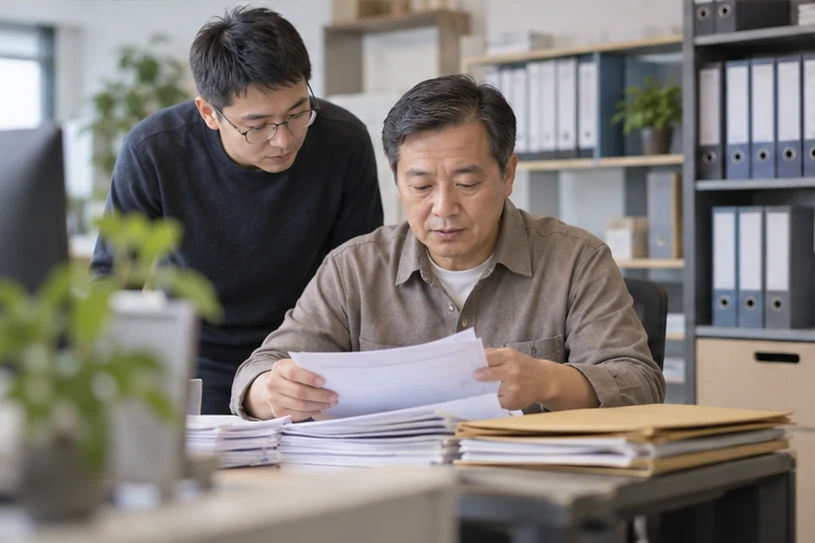 整理企业票据与日常账务资料的服务场景示意