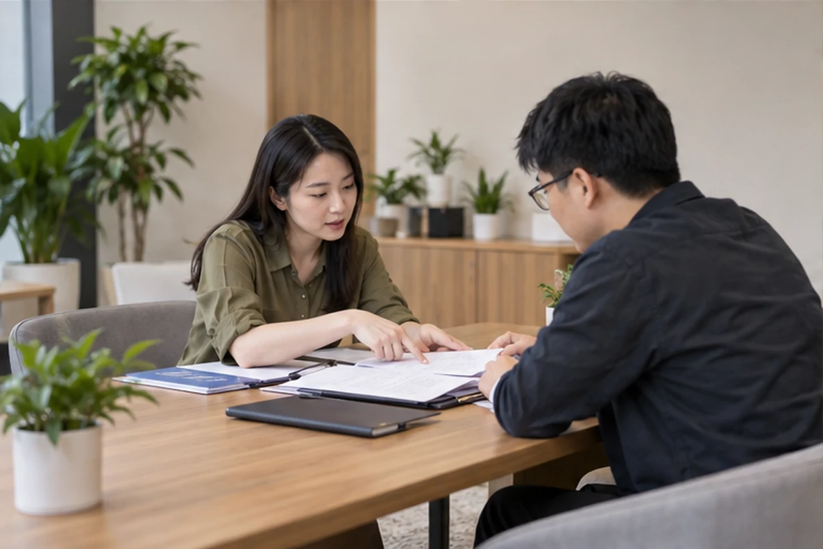 核对注册公司资料与办理事项的服务场景示意