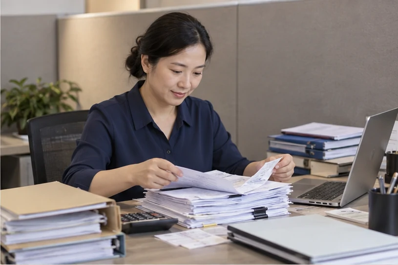 整理企业票据与日常账务资料的服务场景示意