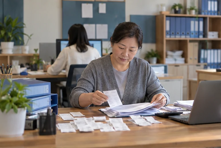 整理企业票据与日常账务资料的服务场景示意