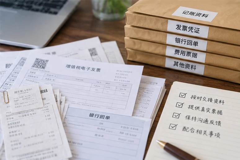 整理企业票据与日常账务资料的服务场景示意