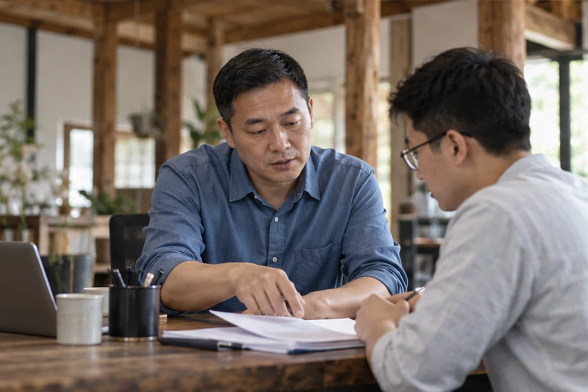 核对注册公司资料与办理事项的服务场景示意