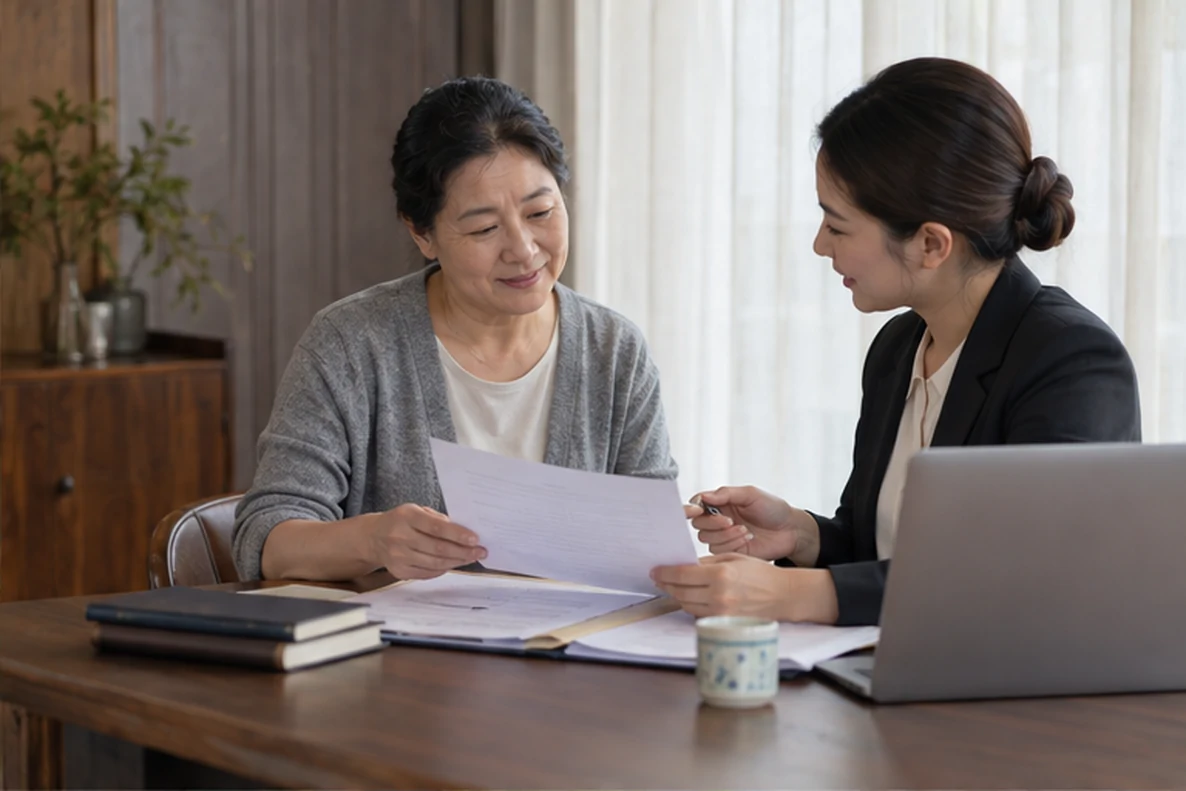 核对注册公司资料与办理事项的服务场景示意