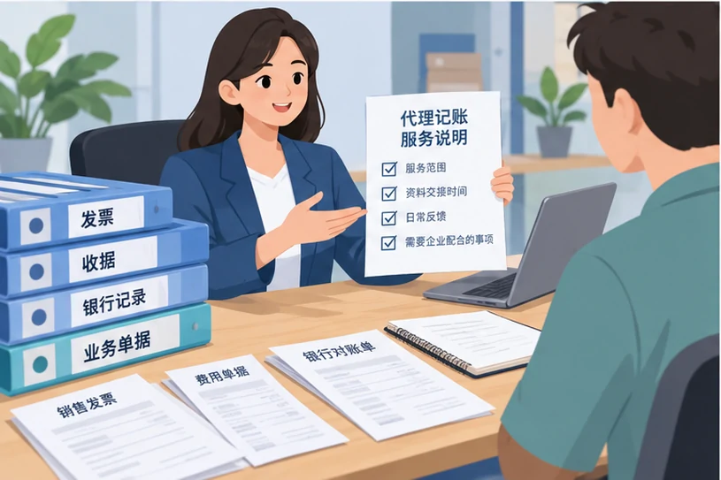 整理企业票据与日常账务资料的服务场景示意