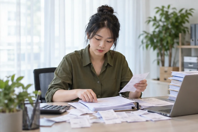 整理企业票据与日常账务资料的服务场景示意