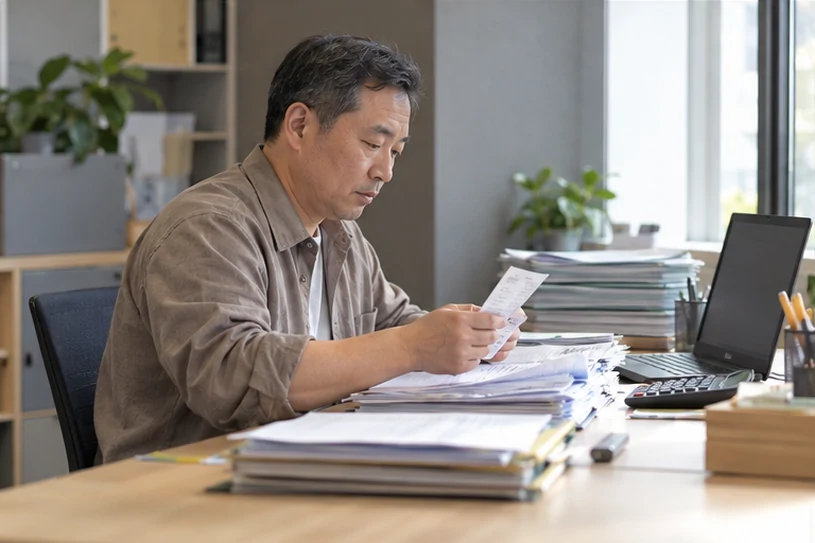 整理企业票据与日常账务资料的服务场景示意