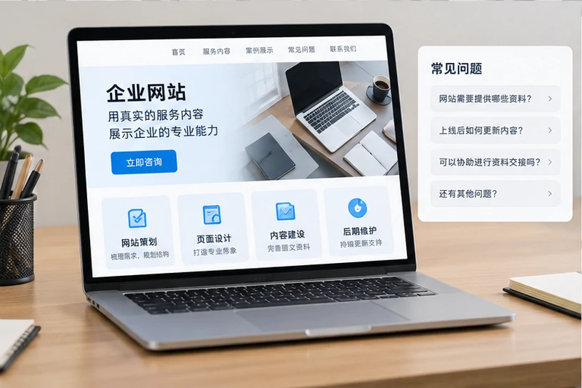 企业网站展示业务与服务信息的场景示意