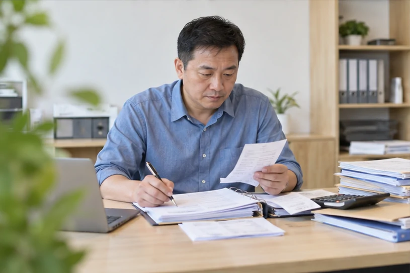 整理企业票据与日常账务资料的服务场景示意