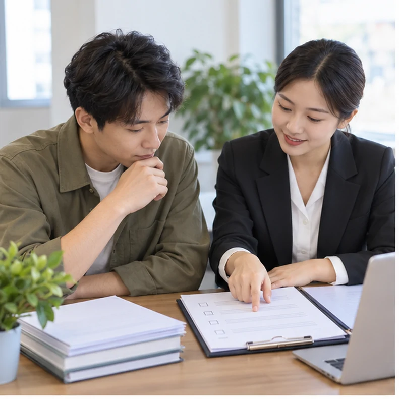 核对注册公司资料与办理事项的服务场景示意